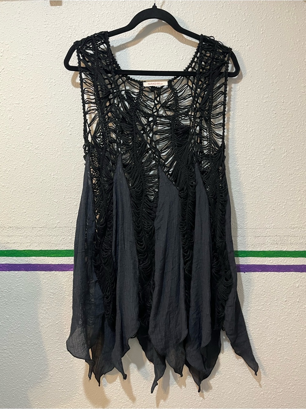 Black Crochet fairy core tank top